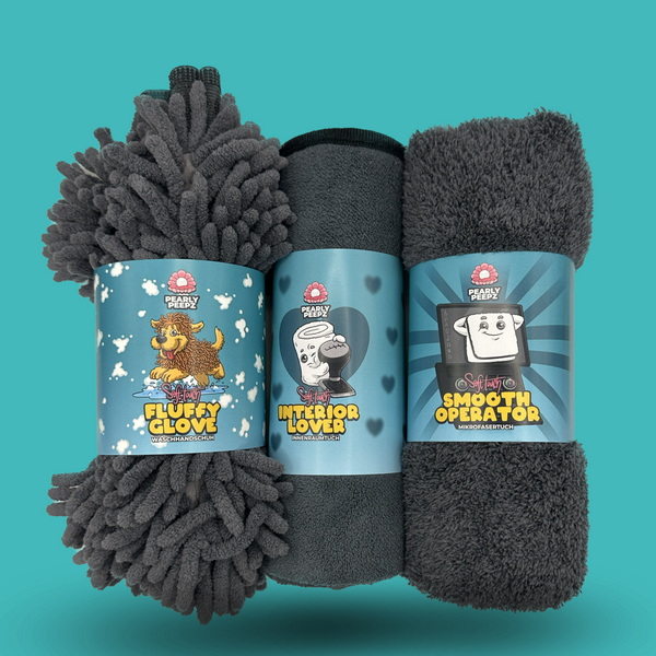 Mikrofaser-Set mit Waschhandschuh und zwei Mikrofasertüchern